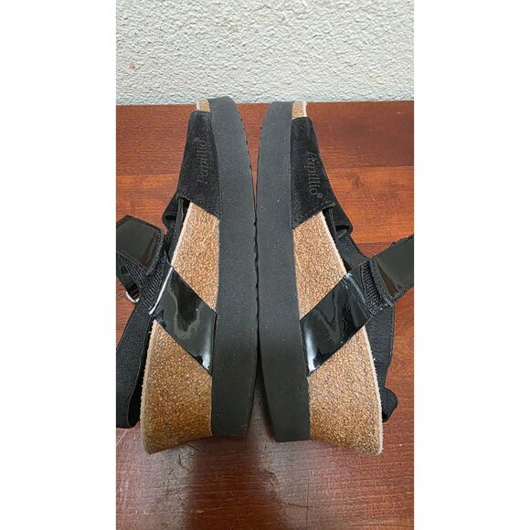 Papillio by Birkenstock Black Suede & Patent Leather Strap Wedge Sandals Size 37 - Picture 6 of 9